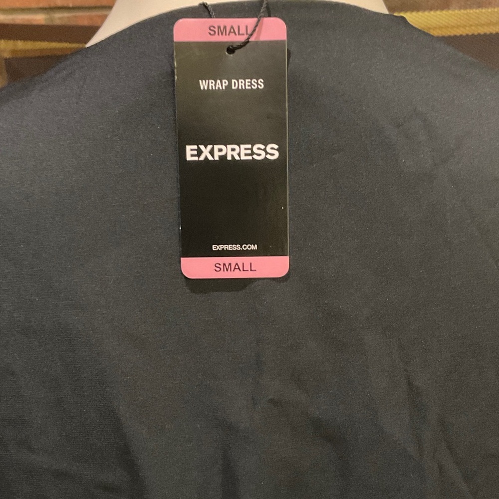 Express Elegant Black Long Sleeve Wrap Dress - Picture 4 of 5